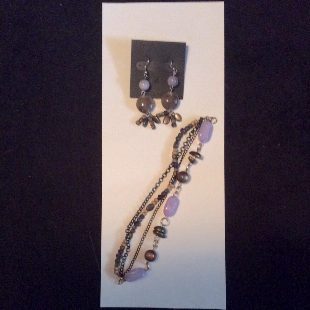 Earring and Bracelet set~ light purple!